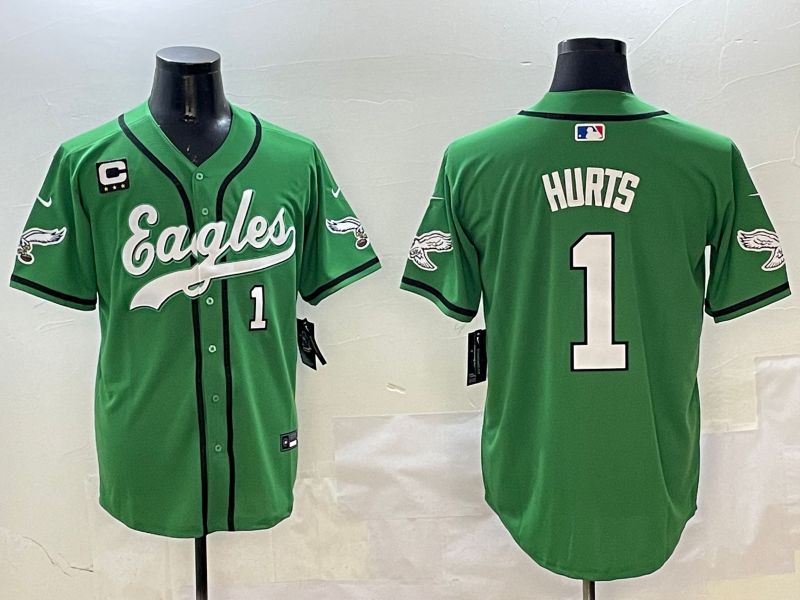 Men Philadelphia Eagles #1 Hurts Green three generations Jointly Name 2025 Nike Limited NFL Jersey style 21->philadelphia eagles->NFL Jersey